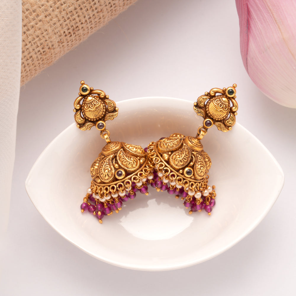 Beautiful Mango Design Layer Drops Golden Jumka