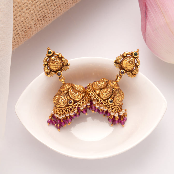Beautiful Mango Design Layer Drops Golden Jumka