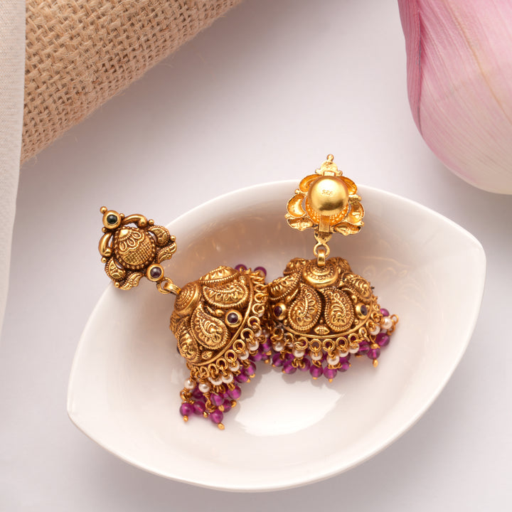 Beautiful Mango Design Layer Drops Golden Jumka