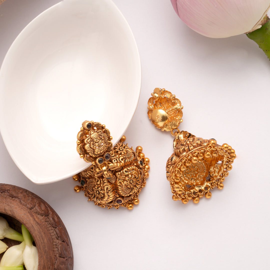 Nagas Peacock Design Golden Jumka