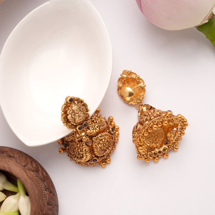 Nagas Peacock Design Golden Jumka