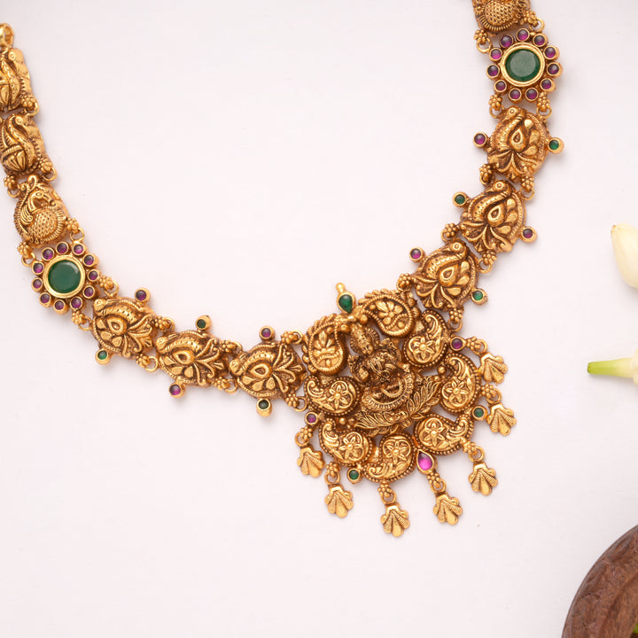 Nagas Lakshmi with Mango Design Golden Necklace