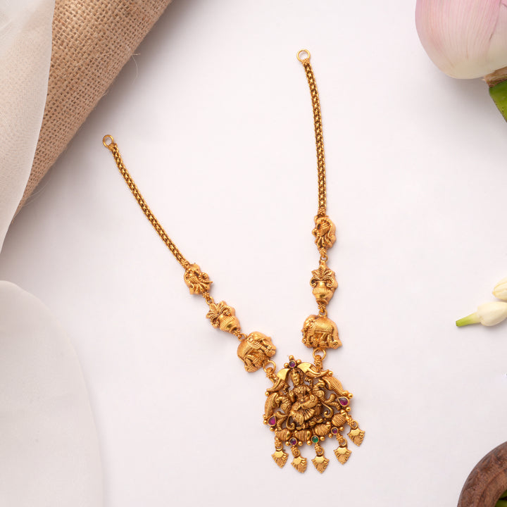 Beautiful Gaja Lakshmi with Kalasam Golden Necklace