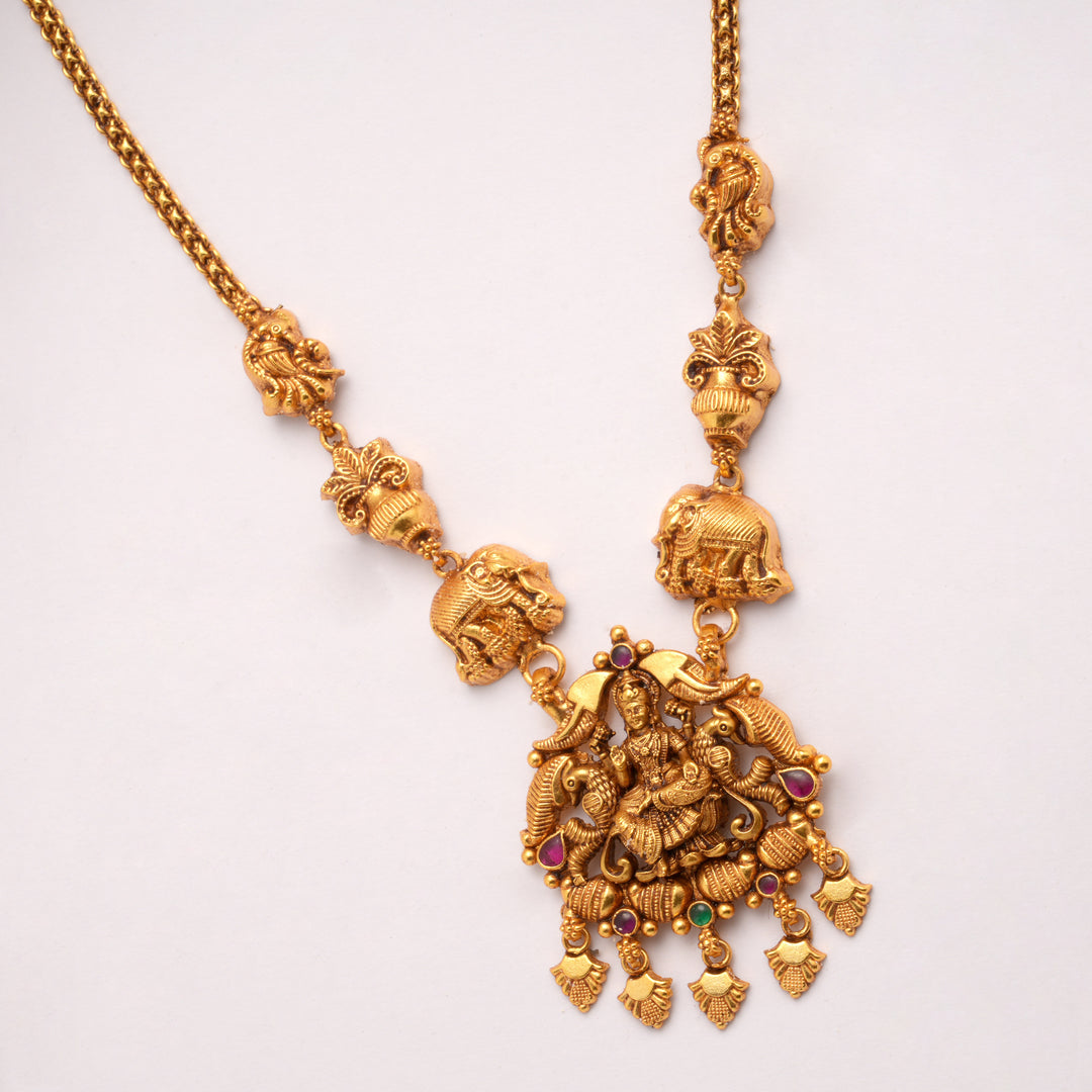 Beautiful Gaja Lakshmi with Kalasam Golden Necklace