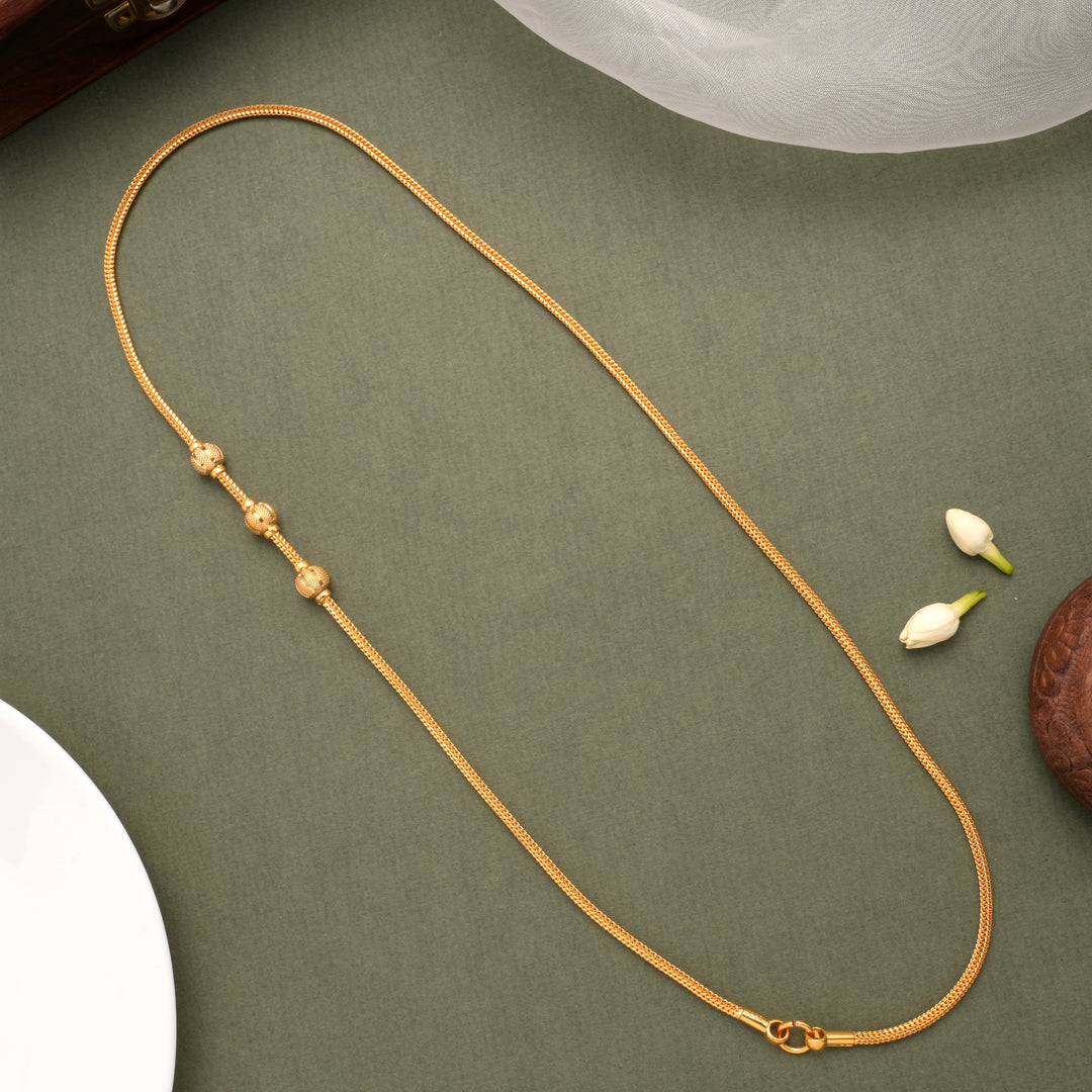 Minimalist Ball Line Design Golden Mugapu Chain
