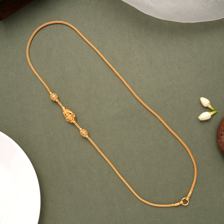 Stylish Lakshmi Floral Golden Mugapu Chain