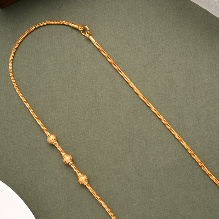 Fancy Tri Ball Design Golden Mugapu Chain