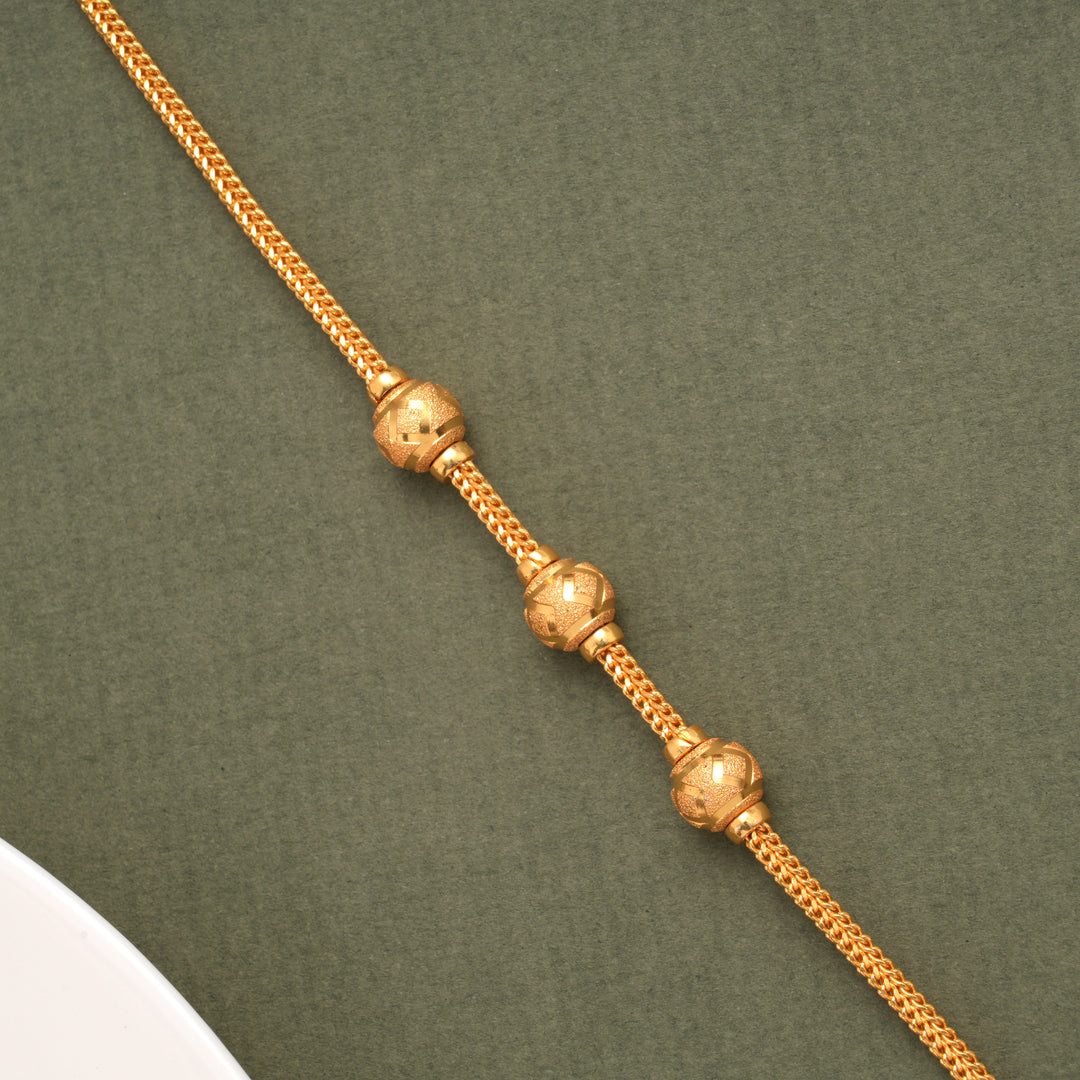Fancy Tri Ball Design Golden Mugapu Chain