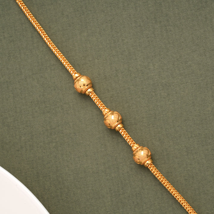 Fancy Tri Ball Design Golden Mugapu Chain