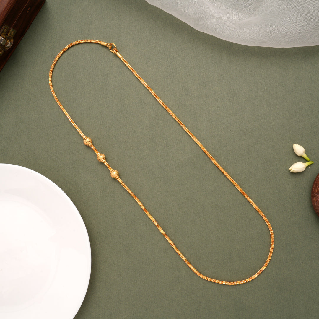 Fancy Tri Ball Design Golden Mugapu Chain