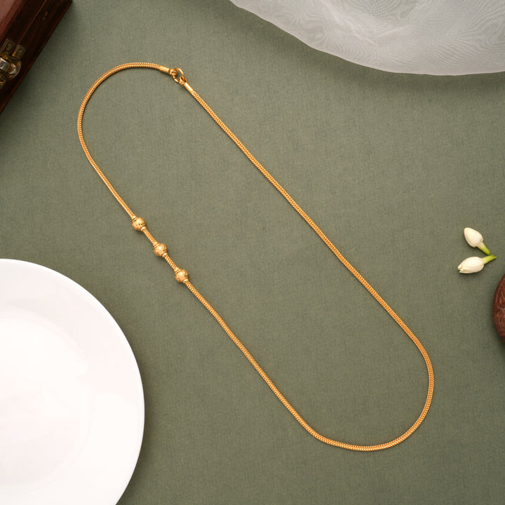 Fancy Tri Ball Design Golden Mugapu Chain