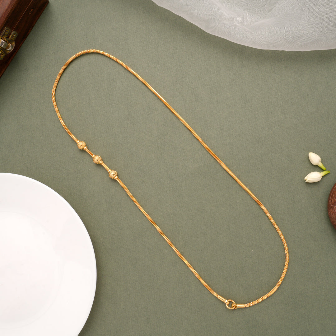 Ethnic Ball Design Golden Mugapu Chain