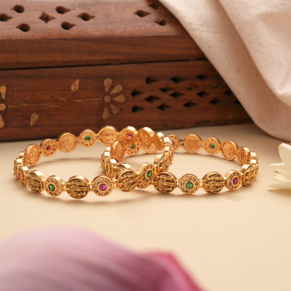 Divine Antique Ram Parivar Golden Bangles