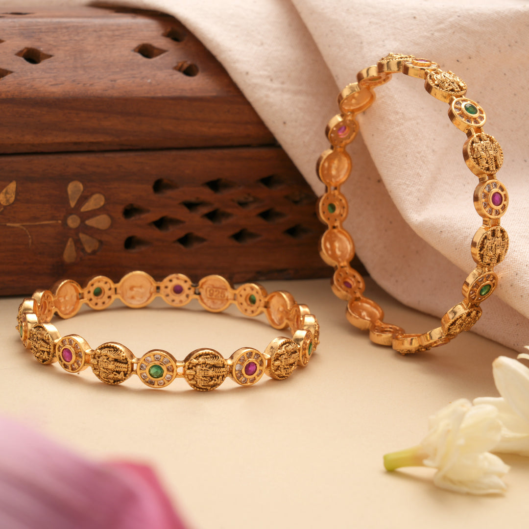 Divine Antique Ram Parivar Golden Bangles