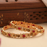 Regal Ruby Lakshmi Design Golden Bangles