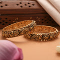 Antique Peacock Design Ruby Stone Golden Bangles