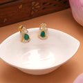 Minimal Bell Shape Emerald Golden Earrings