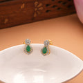 Tiny Charm Pear Shaped Emerald Golden Earrings