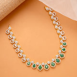 Sparkling Emerald Teardrop Swarovski Golden Necklace