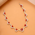 Timeless Ruby Stone Curved Design Golden Necklace