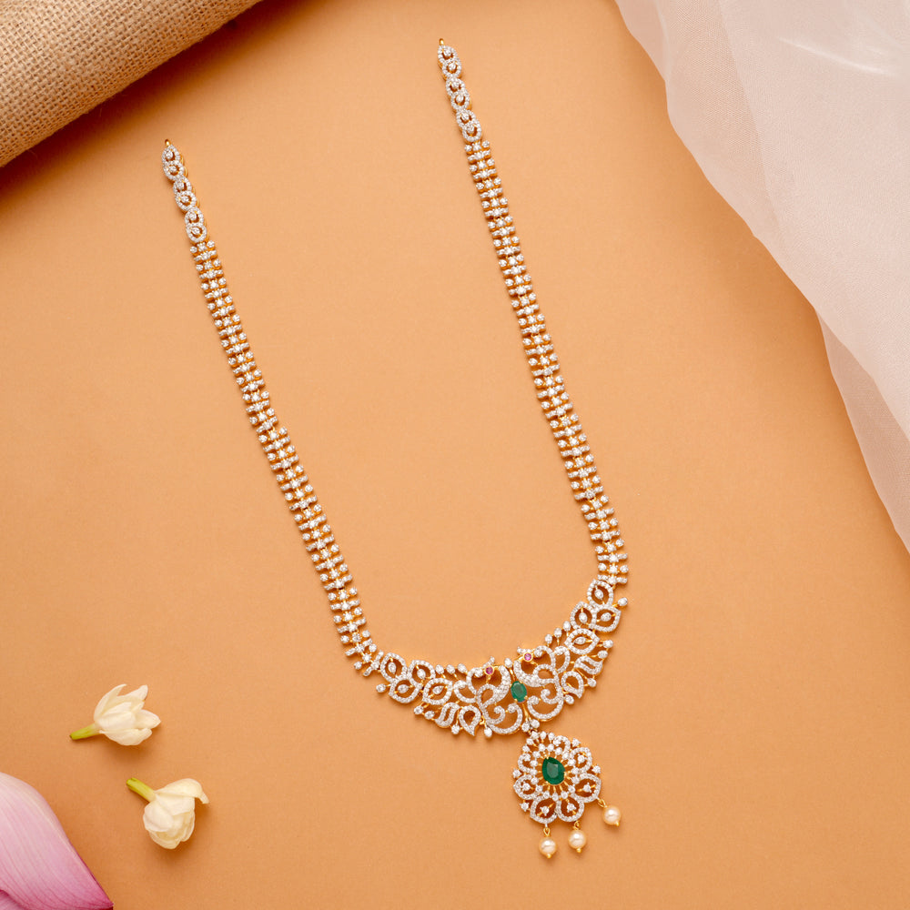 Ethnic Peacock with Pendant Swarovski Golden Haram