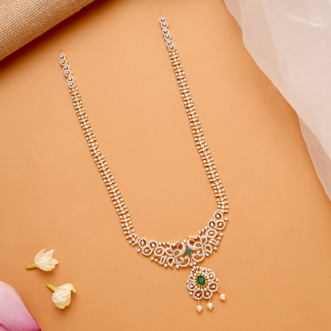 Ethnic Peacock with Pendant Swarovski Golden Haram
