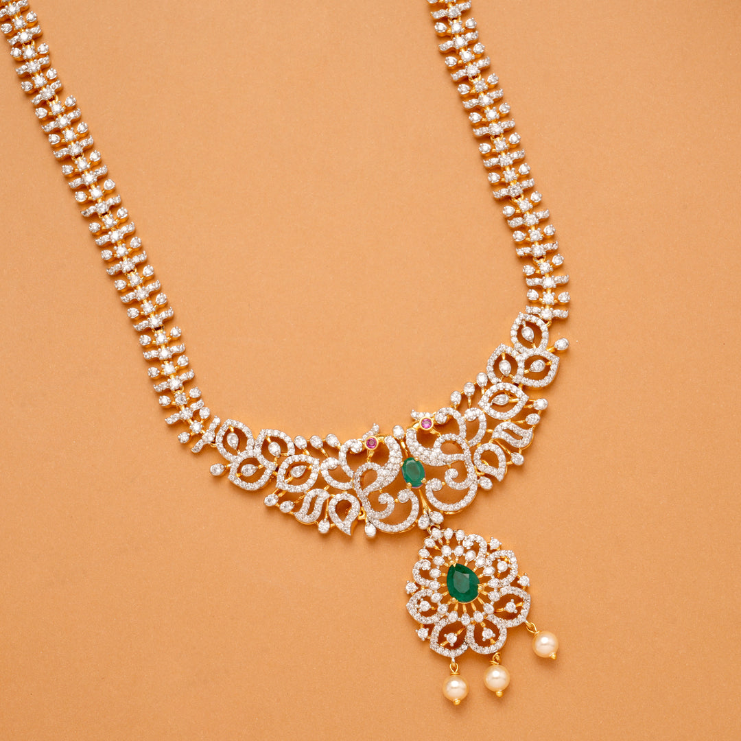 Ethnic Peacock with Pendant Swarovski Golden Haram