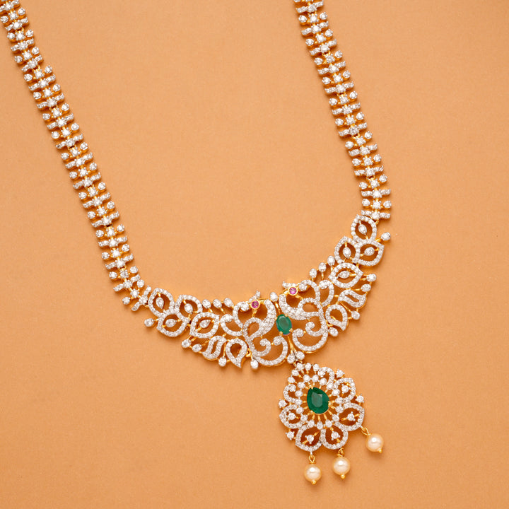 Ethnic Peacock with Pendant Swarovski Golden Haram