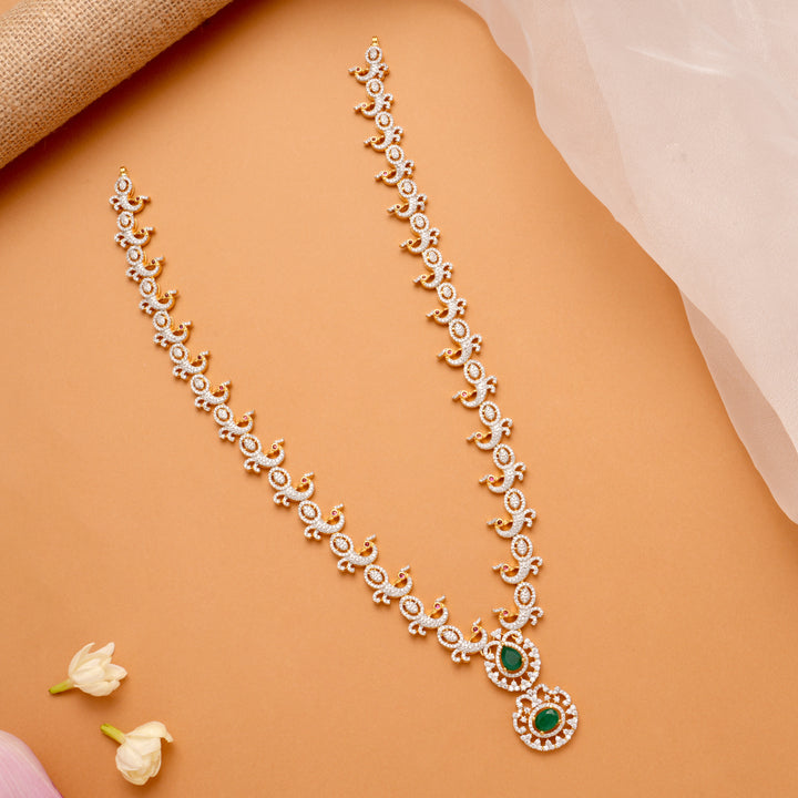 Beautiful Peacock Two Drops Pendant Swarovski Golden Haram
