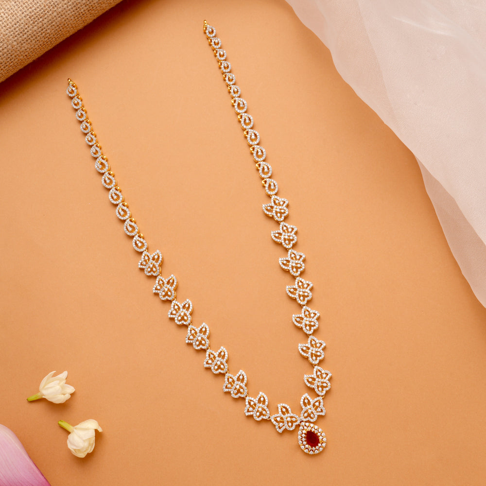 Luxury Floral Design Ruby Stone Swarovski Golden Haram