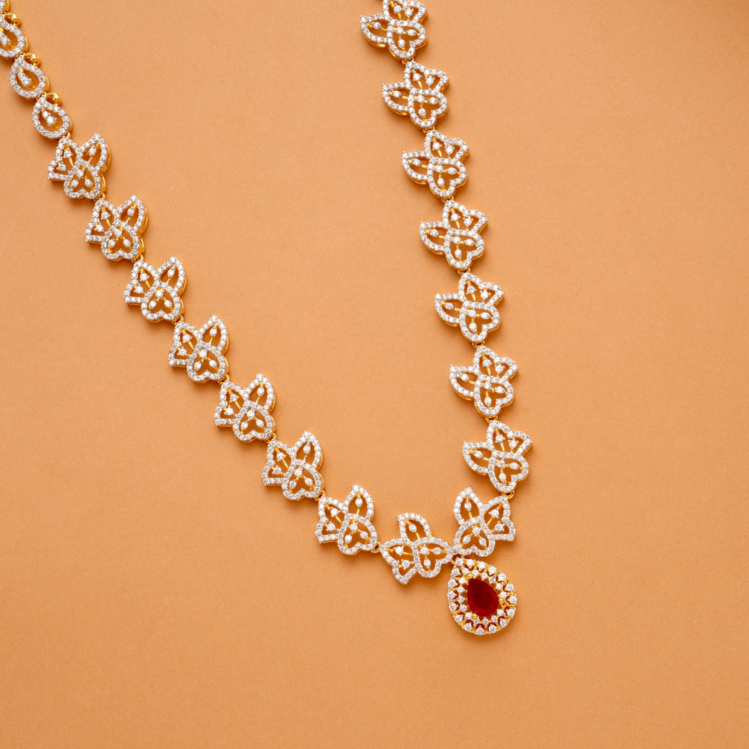 Luxury Floral Design Ruby Stone Swarovski Golden Haram