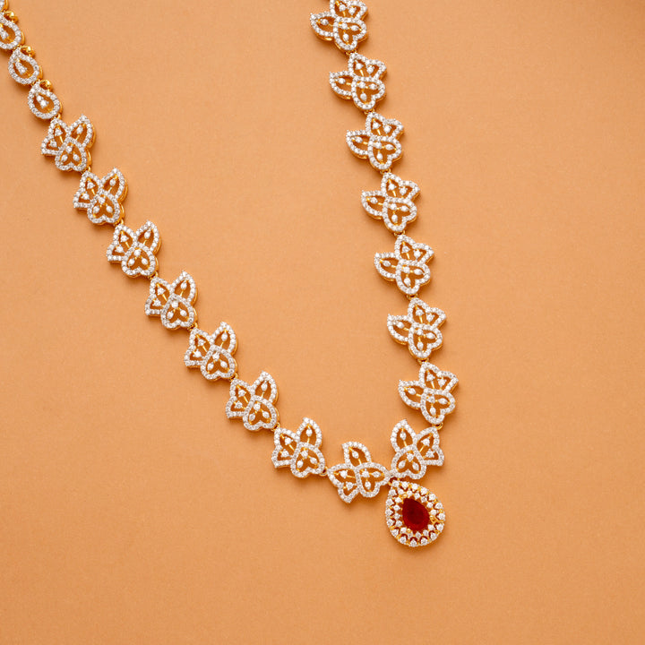 Luxury Floral Design Ruby Stone Swarovski Golden Haram