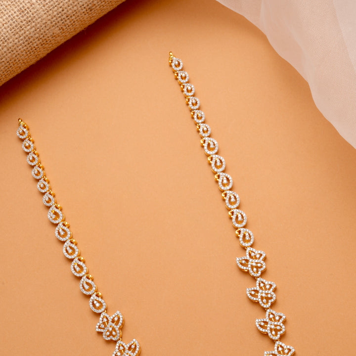 Luxury Floral Design Ruby Stone Swarovski Golden Haram