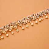 Elegant Emerald Design Pearl Drops Golden Hip Belt