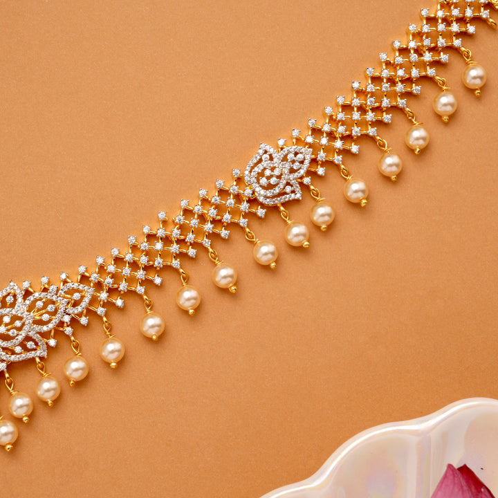 Radiant Ruby Blossom Swarovski Golden Hip Belt
