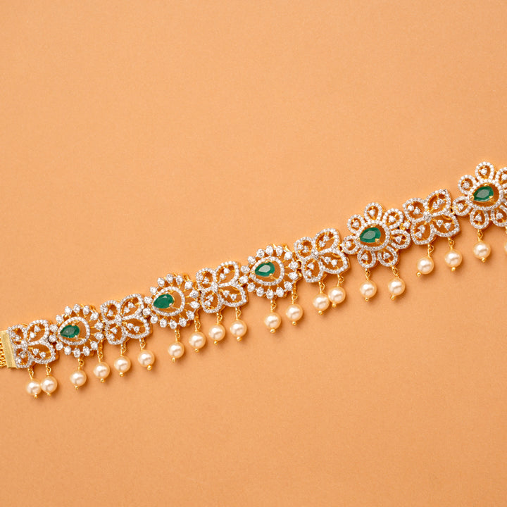 Blossom Emerald Stone Swarovski Golden Oddiyanam