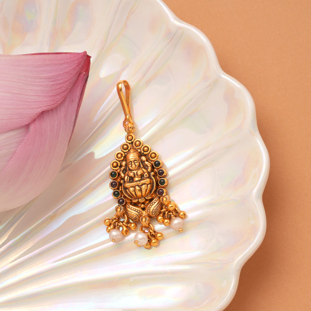 Antique Lakshmi Pearl Drops Golden Tikka