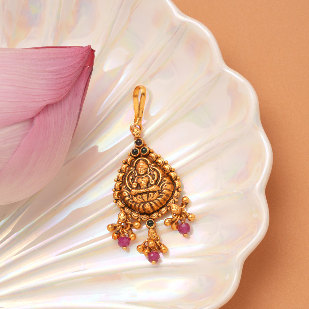 Antique Lakshmi Ruby Drops Golden Tikka