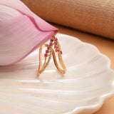 Ruby White Stone Golden Vanki Ring
