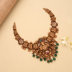 Heritage Lakshmi Devi Pearl Drops Golden Necklace