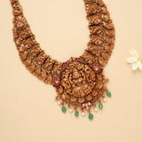 Antique Two Layer Peacock Lakshmi Golden Haram