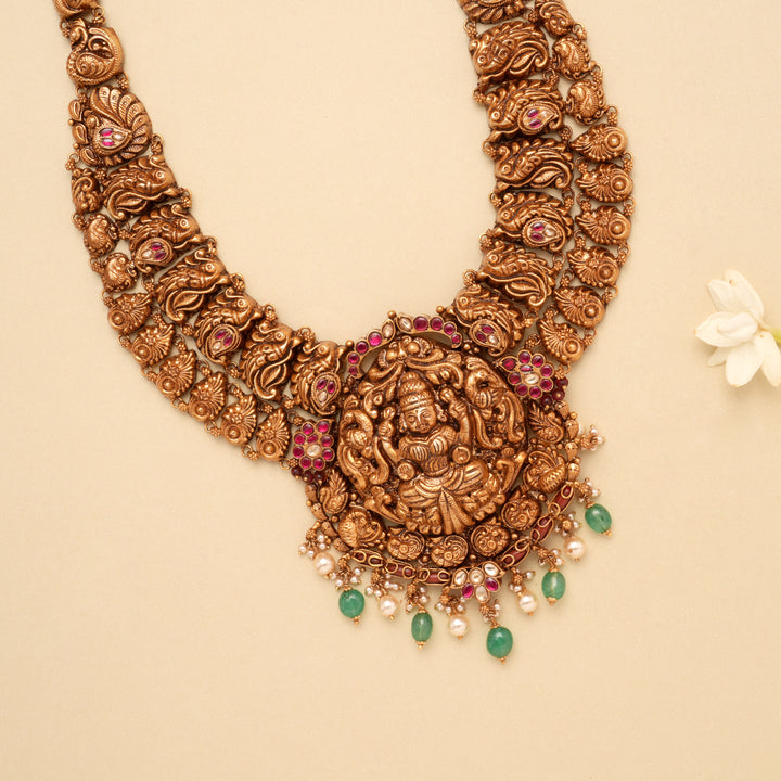 Antique Two Layer Peacock Lakshmi Golden Haram