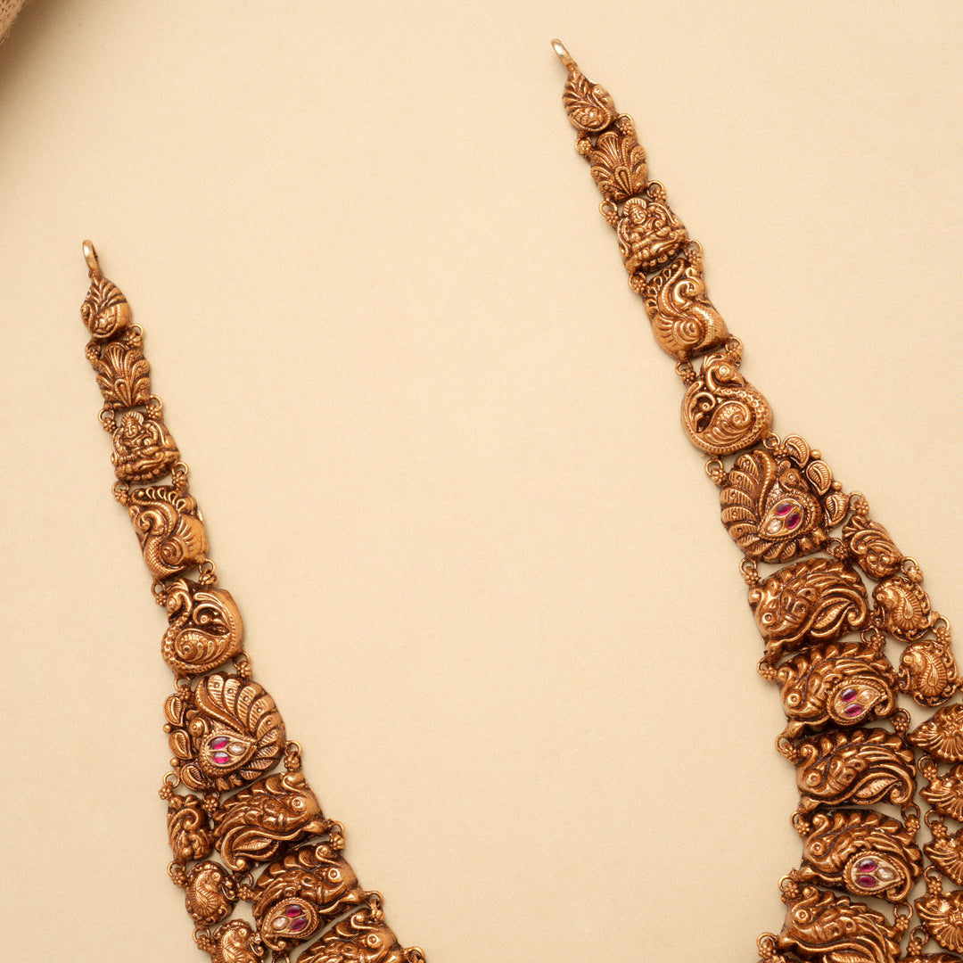 Antique Two Layer Peacock Lakshmi Golden Haram