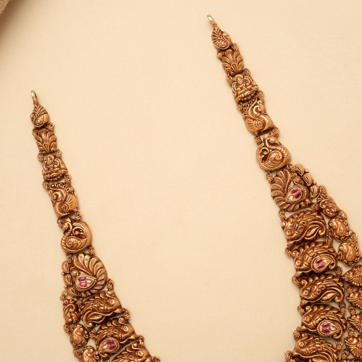 Antique Two Layer Peacock Lakshmi Golden Haram