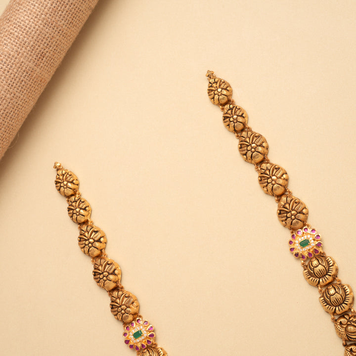 Premium Peacock Design Lakshmi Golden Haram