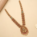 Classic Ruby Stone Peacock Design Golden Haram