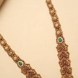 Classic Ruby Stone Peacock Design Golden Haram
