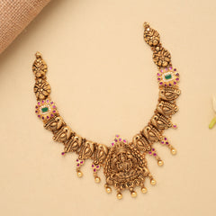 Lovely Peacock Lakshmi Devi Golden Necklace