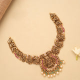 Timeless Peacock Ruby Stone Golden Necklace