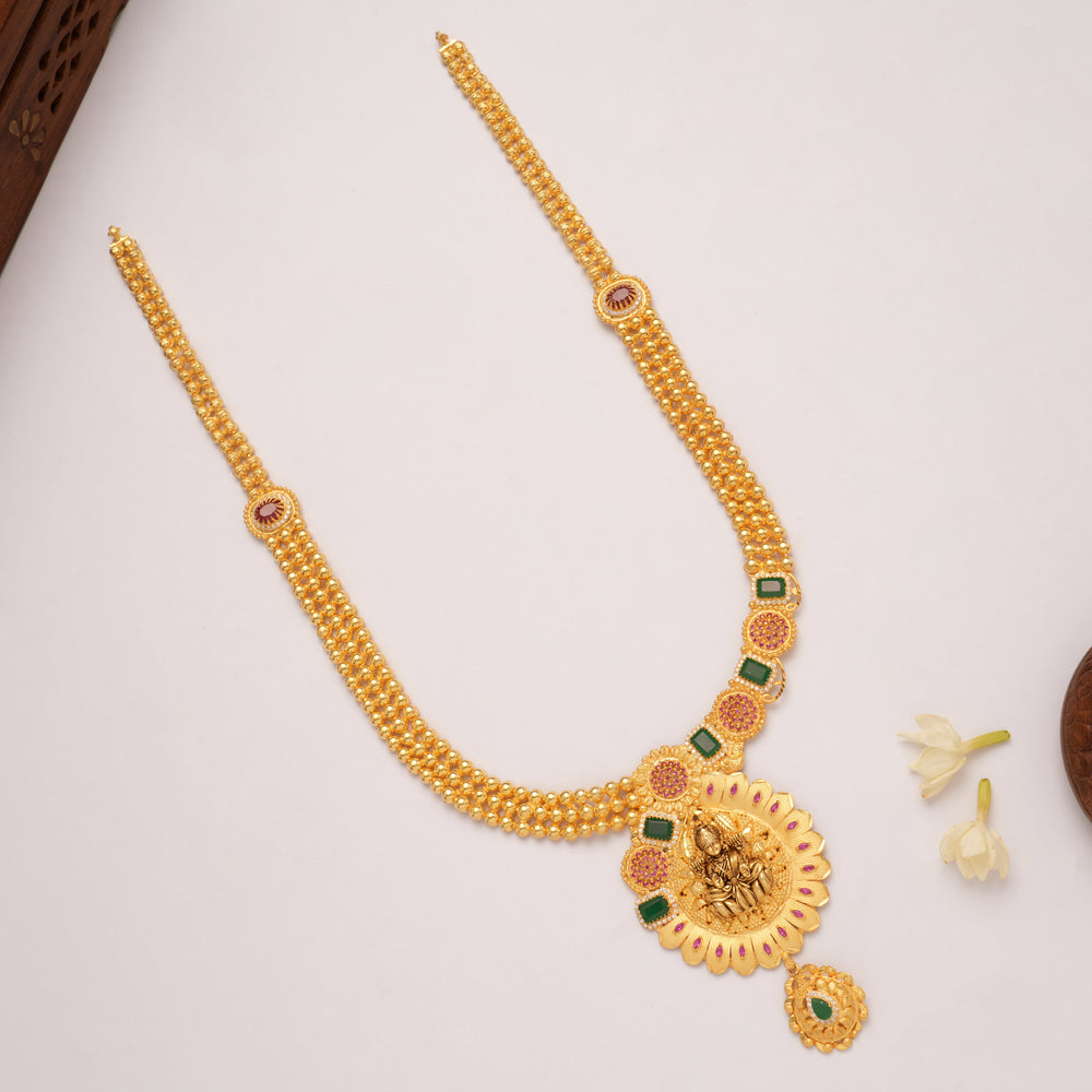 Heritage Lakshmi Emerald Stone Golden Haram